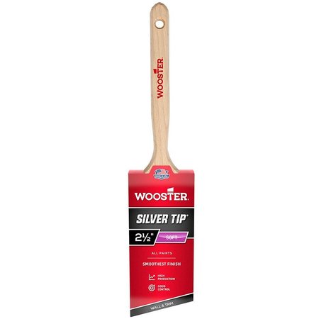 WOOSTER 2-1/2" Angle Sash Paint Brush, Silver CT Polyester Bristle, Wood Handle 5221